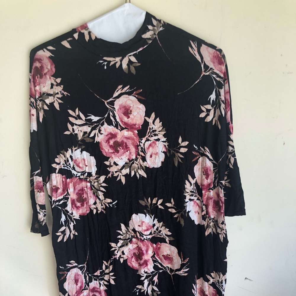 Mock neck floral mini dress